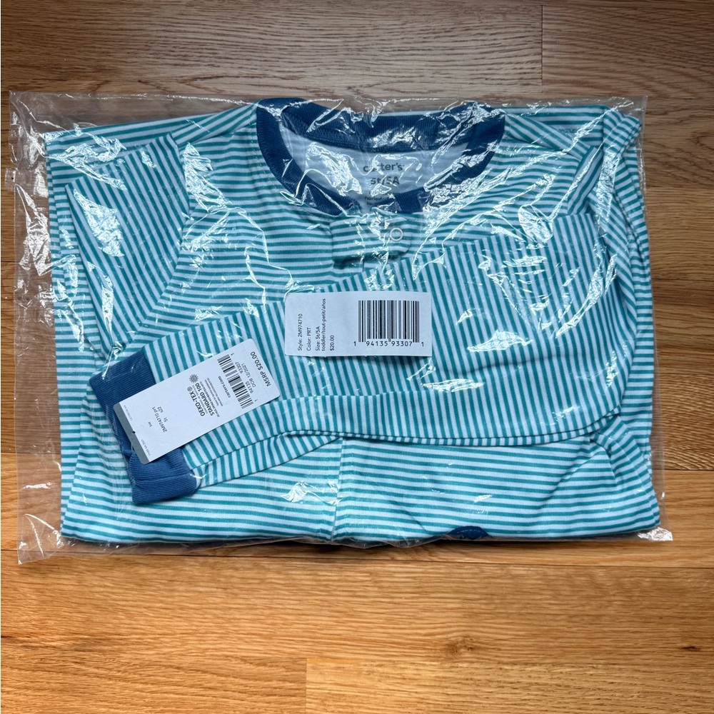 Carters Striped Blue footsie one piece (5T) never been opened!